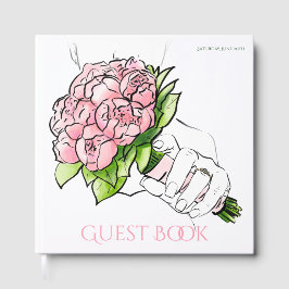Gastenboek - Hand van de Bruid met Ring en Pioen