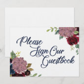 Gastenboek handtekening marine waterverf lettertyp kaart (Voorkant / Achterkant)