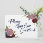 Gastenboek handtekening marine waterverf lettertyp kaart (Staand voorkant)