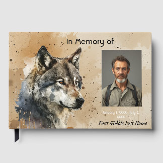 Gastenboek Herdenking Aquarel Wolf Dier