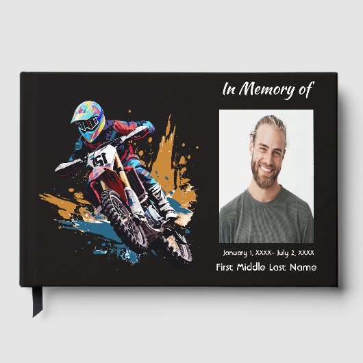 Gastenboek Herdenkingsfoto Aangepaste Motorrijder (Voorkant)