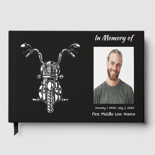 Gastenboek Herdenkingsfoto Aangepaste Motorrijder (Voorkant)