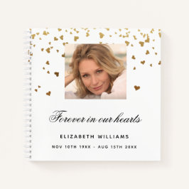 Gastenboek herdenkingsfoto witte gouden harten notitieboek