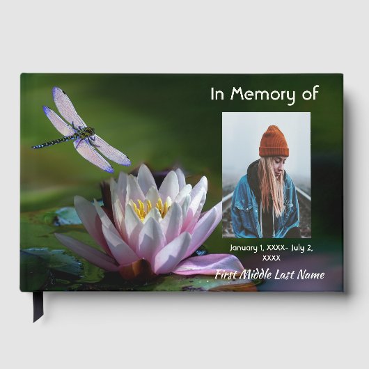 Gastenboek Herdenkingslibel Waterlelie Lotus (Voorkant)