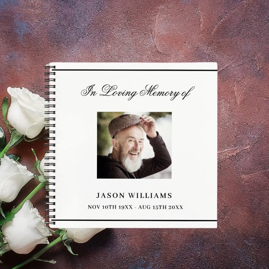 Gastenboek herdenkingsmonument begrafenisfoto wit  notitieboek