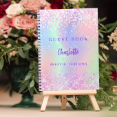 Gastenboek holografisch roze confetti Sweet 16 Notitieboek