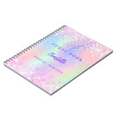 Gastenboek holografisch roze confetti Sweet 16 Notitieboek (Linkerzijde)