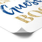 Gastenboek Huwelijk Bord Goud Blauw Confetti Poster (Hoek)