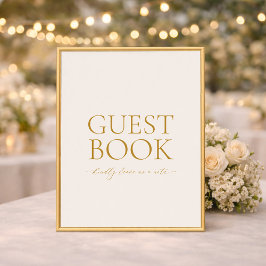 Gastenboek Huwelijksbord – Elegante Gouden Calligr Poster