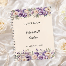 Gastenboek lavendel champagne bloem bruiloft notitieboek