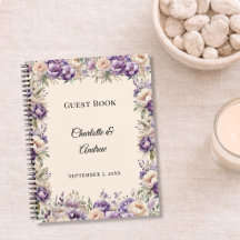 Gastenboek lavendel champagne bloem bruiloft