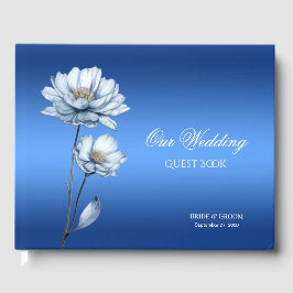 Gastenboek met blauwe waterverf bloemen