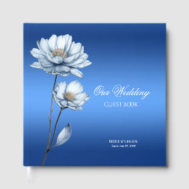Gastenboek met blauwe waterverf bloemen