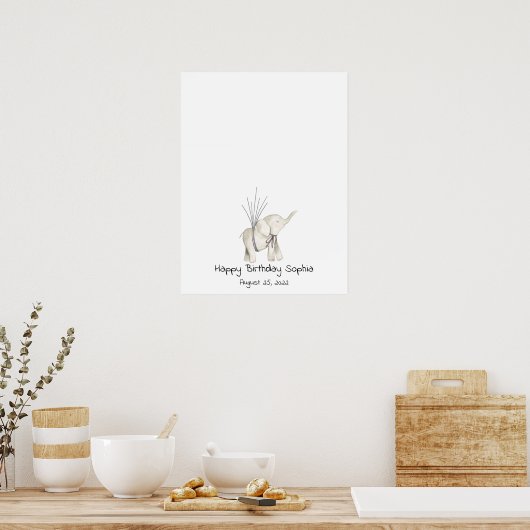 Gastenboek met duimafdruk van olifantje poster (Keuken)