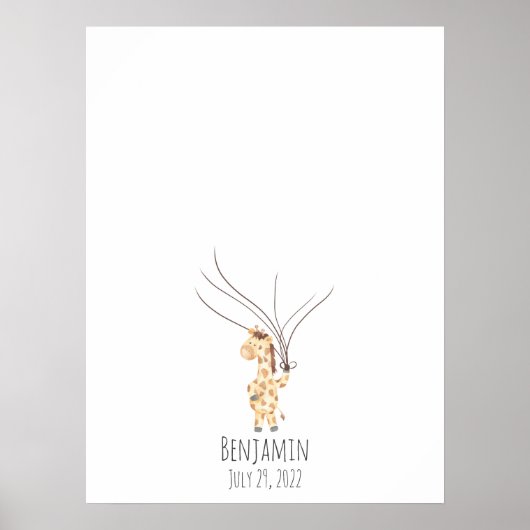 Gastenboek met vingerafdruk van baby-giraffe poster (Voorkant)