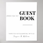 Gastenboek | Moderne minimale bruiloft signage tek Poster (Voorkant)