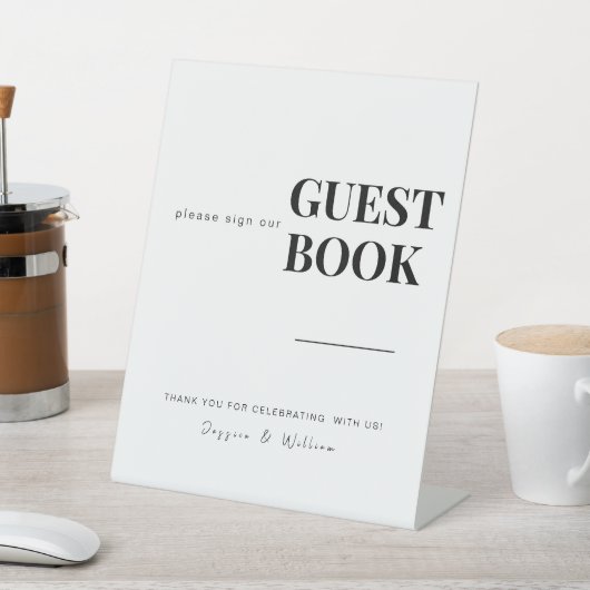 Gastenboek | Moderne minimale bruiloft signage tek Reclamebord Met Voetstuk (Insitu)