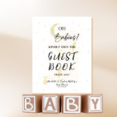 Gastenboek Neutral Twin Storks Baby shower Reclamebord Met Voetstuk