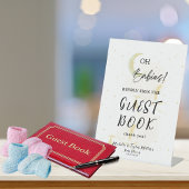 Gastenboek Neutral Twin Storks Baby shower Reclamebord Met Voetstuk