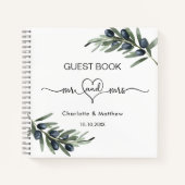 Gastenboek olijfblad groen mr mrs bruiloft notitieboek (Voorkant)