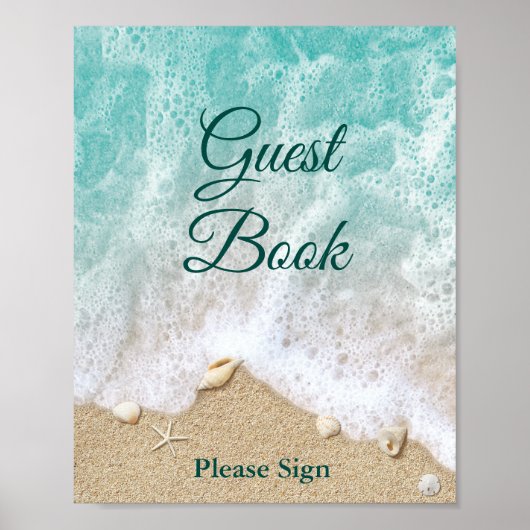 Gastenboek Poster met Strandgolven (Voorkant)