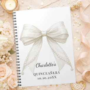 Gastenboek Quinceanera boog ivoorkleurige parels Notitieboek