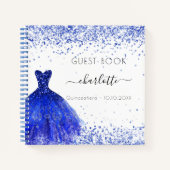 Gastenboek Quinceanera koningsblauw jurkje wit Notitieboek (Voorkant)