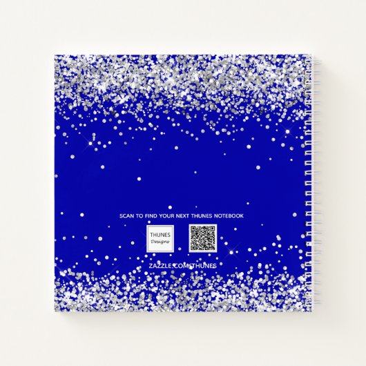 Gastenboek Quinceanera koningsblauwe jurk glitter Notitieboek (Achterkant)