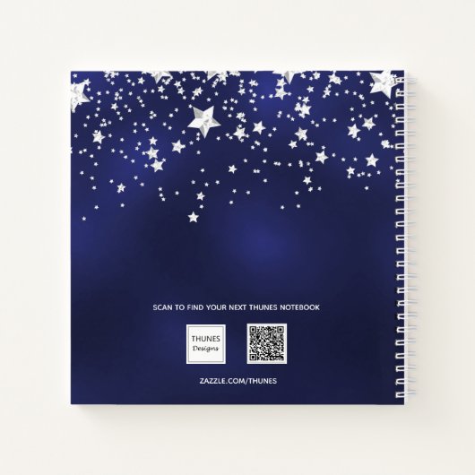 Gastenboek Quinceanera marine blauwe zilveren ster Notitieboek (Achterkant)