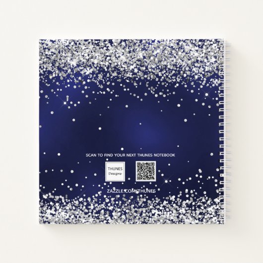 Gastenboek Quinceanera navy blauwe jurk glitter Notitieboek (Achterkant)