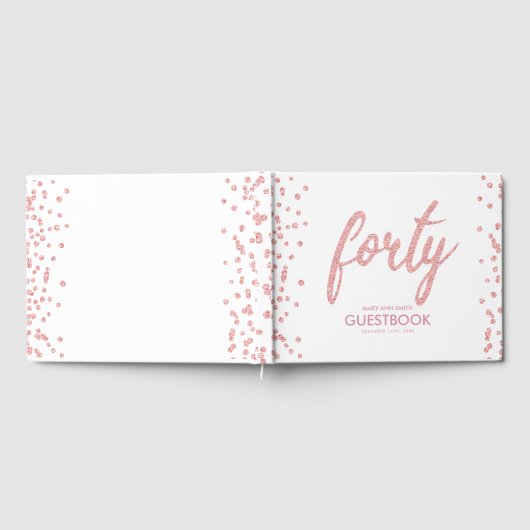 Gastenboek Roos Goud "Forty" Verjaardagsglitter (Volledig)
