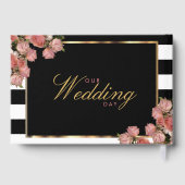 Gastenboek - Roos Goud met zwart-witte strepen (Achterkant)