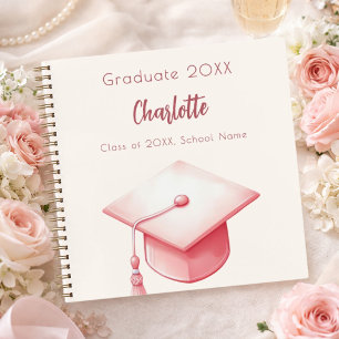 Gastenboek roze beige crème afstudeerfeest notitieboek