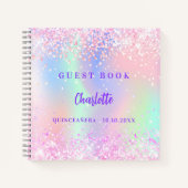 Gastenboek Roze holografische confetti Quinceanera Notitieboek (Voorkant)