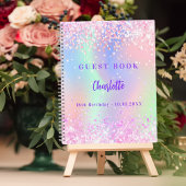 Gastenboek Roze holografische verjaardagsfeestje Notitieboek