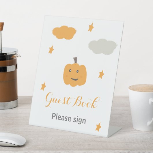 Gastenboek Sinaasappel Onze Kleine Pompoen Verjaar Reclamebord Met Voetstuk (Insitu)
