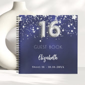 Gastenboek Sweet 16 marineblauwe zilveren sterren Notitieboek