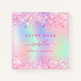 Gastenboek Sweet 16 roze holografisch Notitieboek