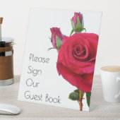 Gastenboek Tafelteken Rode Rozen Bruiloft Reclamebord Met Voetstuk (Insitu)