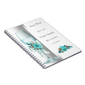 Gastenboek Teal Wit Beige Roos Notitieboek (Rechterzijde)