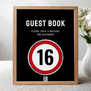 Gastenboek teken 16e verjaardag Snelheidslimiet Poster