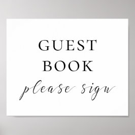 Gastenboek teken. Zwart en wit script huwelijks Poster