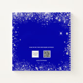 Gastenboek trouwen koninklijk blauw zilver glitter notitieboek (Achterkant)
