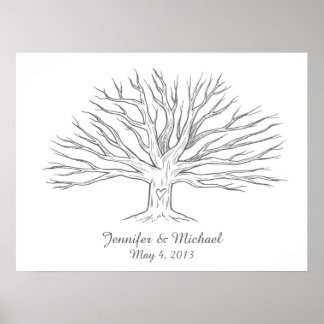 Gastenboek van de Wide Thumbprint Tree Poster