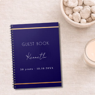 Gastenboek verjaardag blauw goud minimalistisch bu notitieboek
