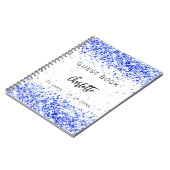 Gastenboek verjaardag koninklijk blauw wit confett notitieboek (Linkerzijde)