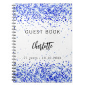 Gastenboek verjaardag koninklijk blauw wit confett notitieboek (Voorkant)