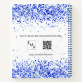 Gastenboek verjaardag koninklijk blauw wit confett notitieboek (Achterkant)