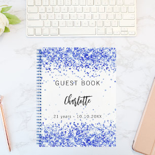 Gastenboek verjaardag koninklijk blauw witte confe notitieboek
