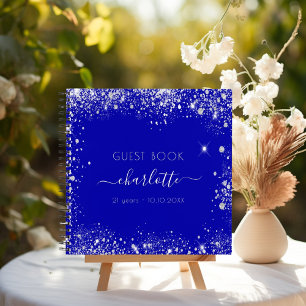Gastenboek verjaardag koninklijk blauw zilver glit notitieboek